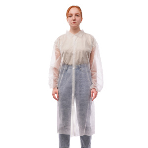 Халат одноразовый SMZ на липучке белый 3XL/110 см 20 г/м2