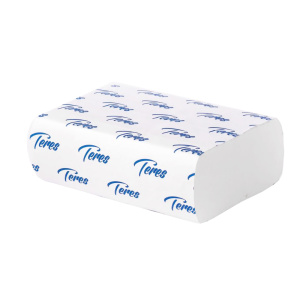 Полотенца листовые Teres Стандарт V-сложение, 1-сл. белые, 250 листов