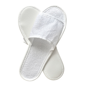 Тапочки одноразовые махровые Стандарт с открытым мысом 3 мм белые (ЧЗ)